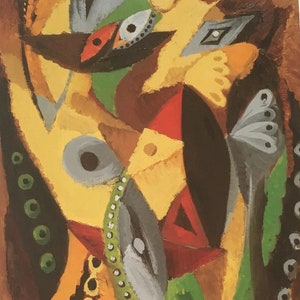 Impresión vintage original de 1985 de Ernst Wilhelm Nay. Chicas marroquíes (1948) Arte alemán, arte moderno, decoración del hogar, arte mural