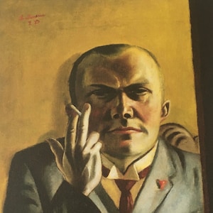 Impresión vintage original de 1985 de Max Beckmann. Autorretrato con cigarrillo (1923) Arte alemán, arte moderno, decoración del hogar, arte de la pared