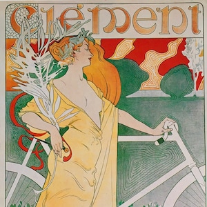 Estampa Vintage Original 1989 de Misti (Seudónimo). Cycles Clement (1903) Decoración del hogar, arte mural, arte publicitario francés.