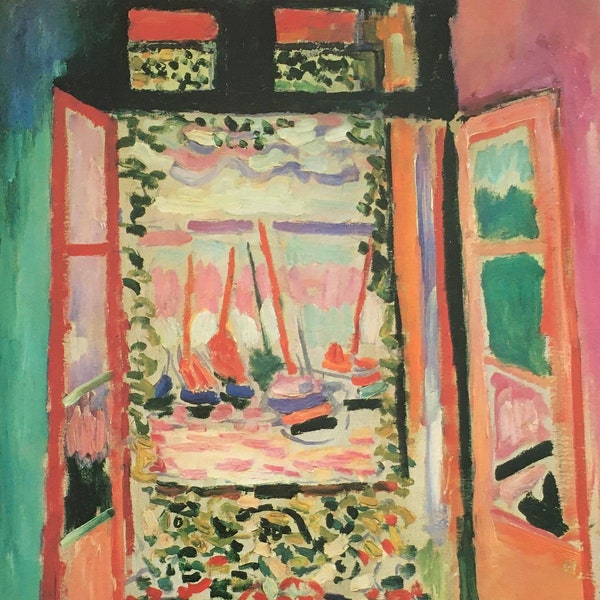 Tirage vintage original 1989 Par Henri Matisse. Fenêtre ouverte, Collioure (1906) Français, Fauvisme, Postimpressionnisme, Art mural, Décoration d'intérieur