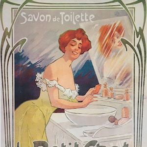 Original Vintage Print 1989 by Misti. Le Petit Chat. Savon de Toilette (1899) Home Decor, Wall Art, French Poster Advertising Art.
