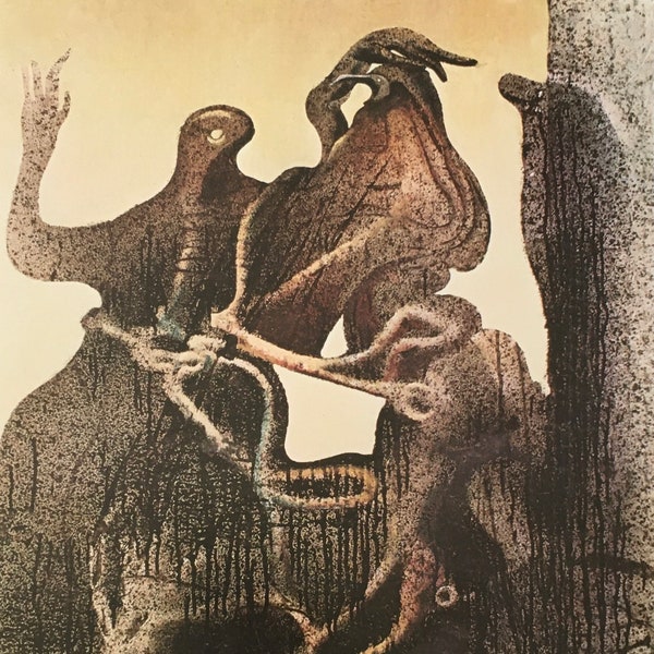 Original Vintage Print 1975 by Max Ernst. Zoomorphic Couple (1933) Expressionism Surrealism Modern Art Wall Art