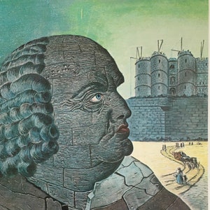 Impressão vintage original 1973 de Man Ray. Retrato imaginário de D.A.F de Sade. Surrealismo, arte moderna em parede, decoração de casa