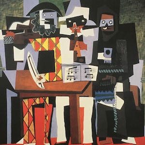 Original Vintage Print 1995 By Pablo Picasso. Three Musicians (1921) Cubism, Modern Art, Wall Art Home Decor