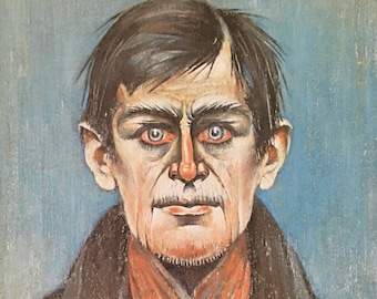 Original Vintage Print 1978 by L.S. Lowry. A Man With Red Eyes (1936) Industrial English" Match Stick Men" Modern Wall Art, Home Decor