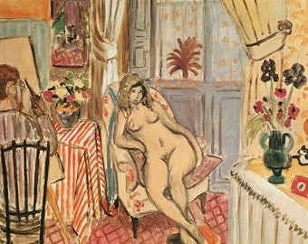 Original Vintage Print 1989 By Henri Matisse. The Artist And His Model (1919). French, Fauvism, Post-Impressionism, Wall Art, Home Decor
