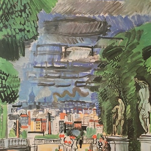 Original Vintage Print 1987 By Raoul Dufy. Park Of Saint-Cloud (1924) French Impressionism, Fauvism, Modernism, Wall Art, Home Decor