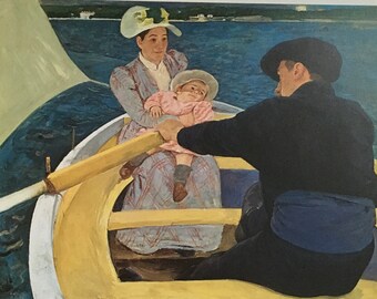 Original Vintage Print 1976 by Mary Cassatt. The Boating Party (1893-4) Impressionism Mothers And Children Wall Art Home Decor