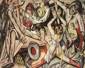 Original Vintage Print 1991 by Max Beckmann. The Night. German Art, Modern Art, Home Decor, Wall Art