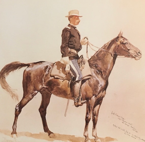 Original Vintage Print 1997 by Frederic Remington Lieut Cassey, Chief of Cheyenne Scouts (1890) American Old West American Realism Wall Art