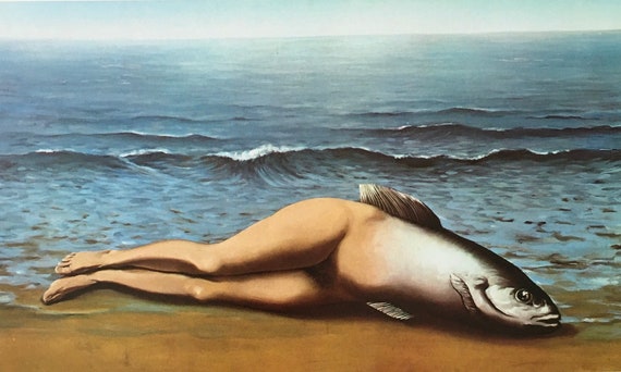 Original Vintage Print 1975 by Rene Magritte. Collective Invention (1935) Surrealism, Modern Wall Art, Home Decor, Different