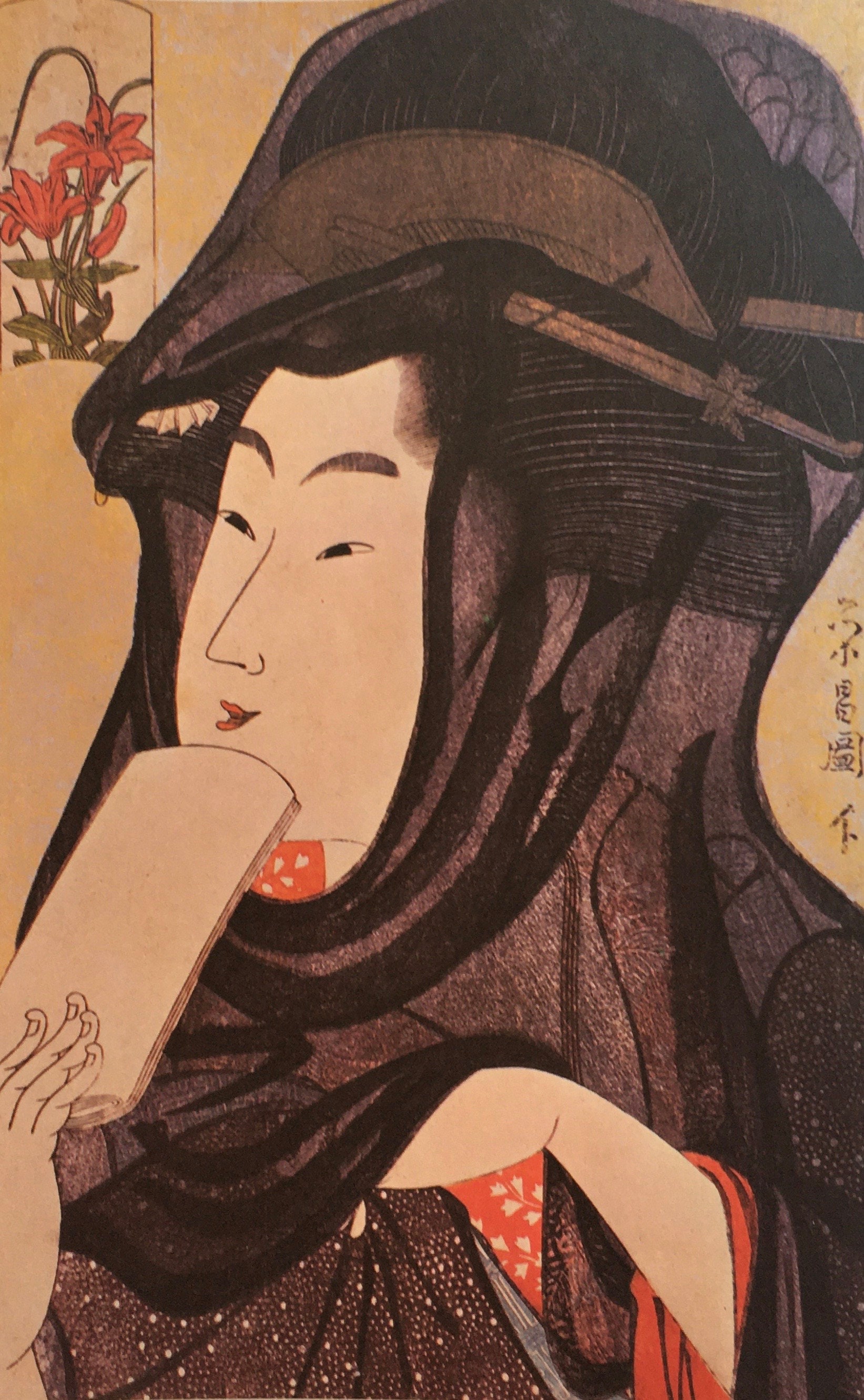 24時間限定タイムセール Vintage Original Japanese Head Eisho. Chokosai by 1971 Print 絵画