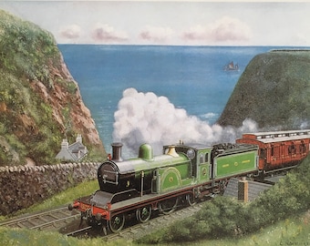 Original Vintage Print 1965 by C Hamilton Ellis. Steam Train. North Eastern Train, Burnmouth Wall Art Home Decor, Gift For Train Enthusiasts