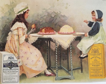 Impresión publicitaria original vintage de 1984.  Harina de maíz de Brown y Polson 1900. Publicidad de carteles, arte de pared, decoración del hogar.
