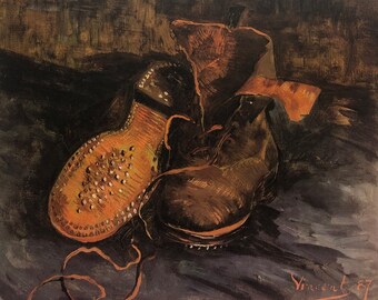 Original Vintage Print 1990 by Vincent Van Gogh. A Pair Of Shoes (1887) Post-Impressionism Art, Modern Art, Home Decor