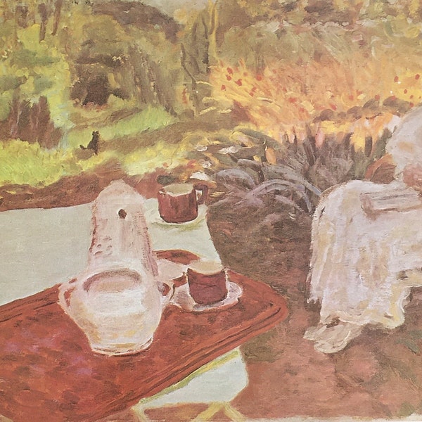 Original Vintage Print 1987 by Pierre Bonnard. Coffee in The Garden (1908) Post-Impressionism, Les Nabis, Intimism, Wall Art, Home Decor