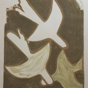 Original Vintage Twentieth Century Poster Print 1989 by Georges Braque. Sur Quatre Murs . Maeght Gallery. Modern Art Home Decor Wall Art