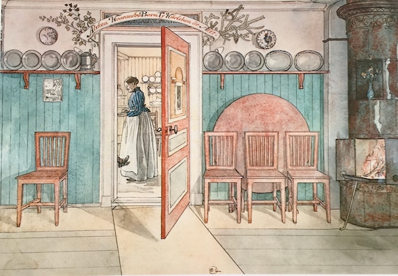 Original Vintage Print 1976 by Carl Larsson. Old Anna. Swedish