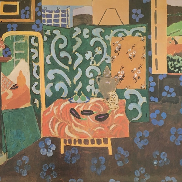 Stampa vintage originale 1989 di Henri Matisse. Natura morta con melanzane (1911) francese, fauvismo, post-impressionismo, arte della parete, decorazioni per la casa