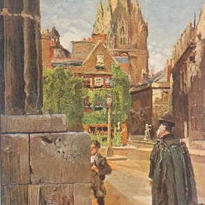 Original Vintage Print 1920 By J Fulleylove. Tower Of St Mary&#39;s Oxford. Home Decor, British Landscapes For Any Wall.