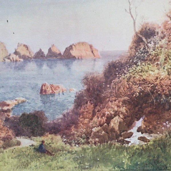 Original Vintage Print 1911 by Henry B Wimbush (1858-1943) The Channel Islands. Moulin Huet, Guernsey. Home Decor Wall Art