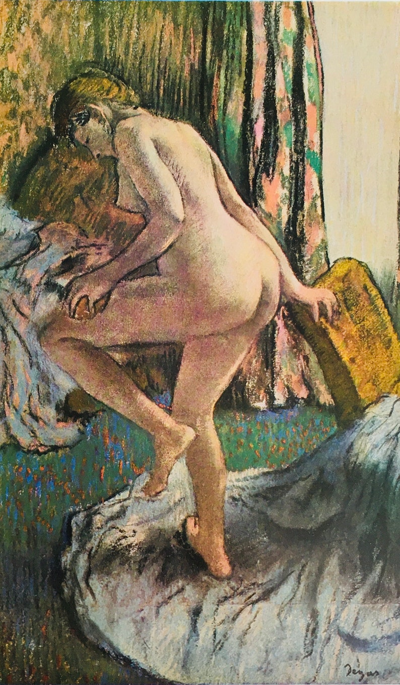 Original Vintage Print 1951 by Edgar Degas. After The Bath. Apres Le Bain. Wall Art Home Decor French Impressionist Art For Any Walls. image 1