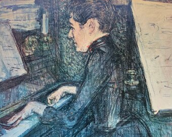 Original Vintage Print 1966 by H. Toulouse-Lautrec. Mlle Dihau Playing The Piano (1890) French Impressionism, Modern Wall Art, Home Decor