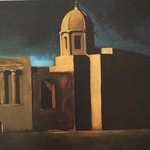Original Vintage Print 1989 by Mario Sironi. Urban Architectural Composition (1919-23) Italian Modern Wall Art, Home Decor
