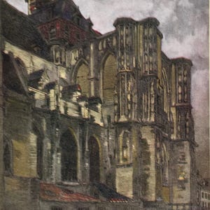 Original Vintage Druck 1914. Von W L Bruckman. Die Kathedrale von Löwen. Belgien.  Wandkunst, Wohnkultur, Kunst für alle Wände.