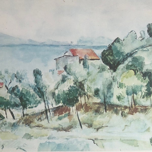 Original Vintage Print 1952 by Paul Cezanne. Landscape Near Marseille. Wall Art Home Decor French Impressionist Art For Any Walls.