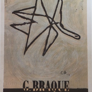 Original Vintage Twentieth Century Poster Print 1989 by Georges Braque.  Exhibition, Maeght Gallery. Modern Art Home Decor Wall Art
