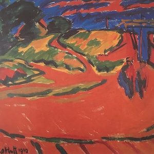 Original Vintage Print 1985 by Karl Schmidt-Rottluff. Bursting Dam (1910) German Art, Modern Art, Home Decor