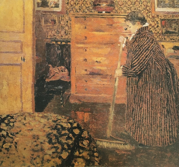 Original Vintage Print 1985 by Edouard Vuillard. Woman Sweeping in