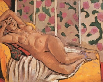 Original Vintage Print 1989 By Henri Matisse. Yellow Odalisque . Nude (1926). French, Fauvism, Post-Impressionism, Wall Art, Home Decor