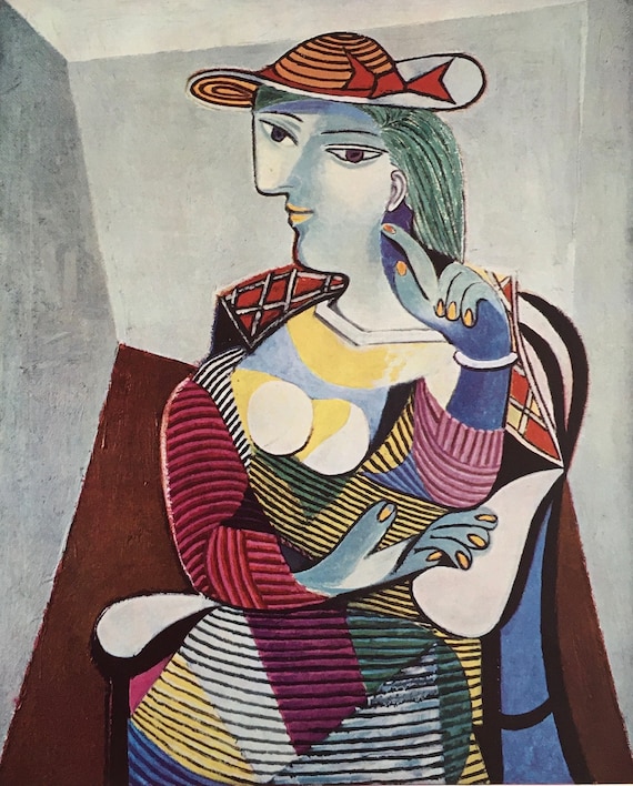 Vintage 1961 Pablo Picasso Portrait of a Woman Art Print Vintage 1961 Pablo Picasso Portrait of a Woman Art Print