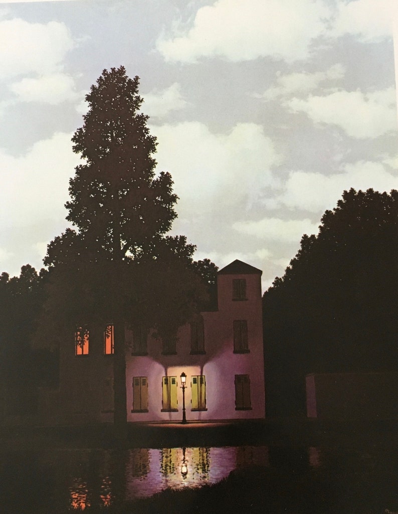 Original Vintage Print 1975 by Rene Magritte. The Empire Of Light II 1950 Surrealism, Modern Wall Art, Home Decor, Different image 1