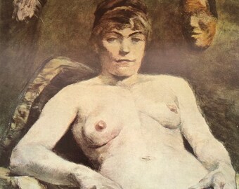 Original Vintage Print 1966 by H. Toulouse-Lautrec. Fat Maria (1884)  Nude, French Impressionism Modern Wall Art, Home Decor