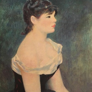 Original Vintage Print 1951 by Auguste Renoir. Young Woman On Blue Background. Wall Art Home Decor French Impressionist Art For Any Walls.