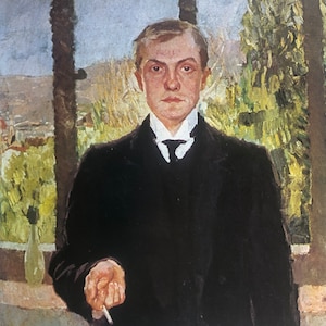 Original Vintage Print 1991 by Max Beckmann. Self-Portrait in Florence. German Art, Modern Art, Home Decor, Wall Art