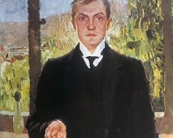 Original Vintage Print 1991 by Max Beckmann. Self-Portrait in Florence. German Art, Modern Art, Home Decor, Wall Art
