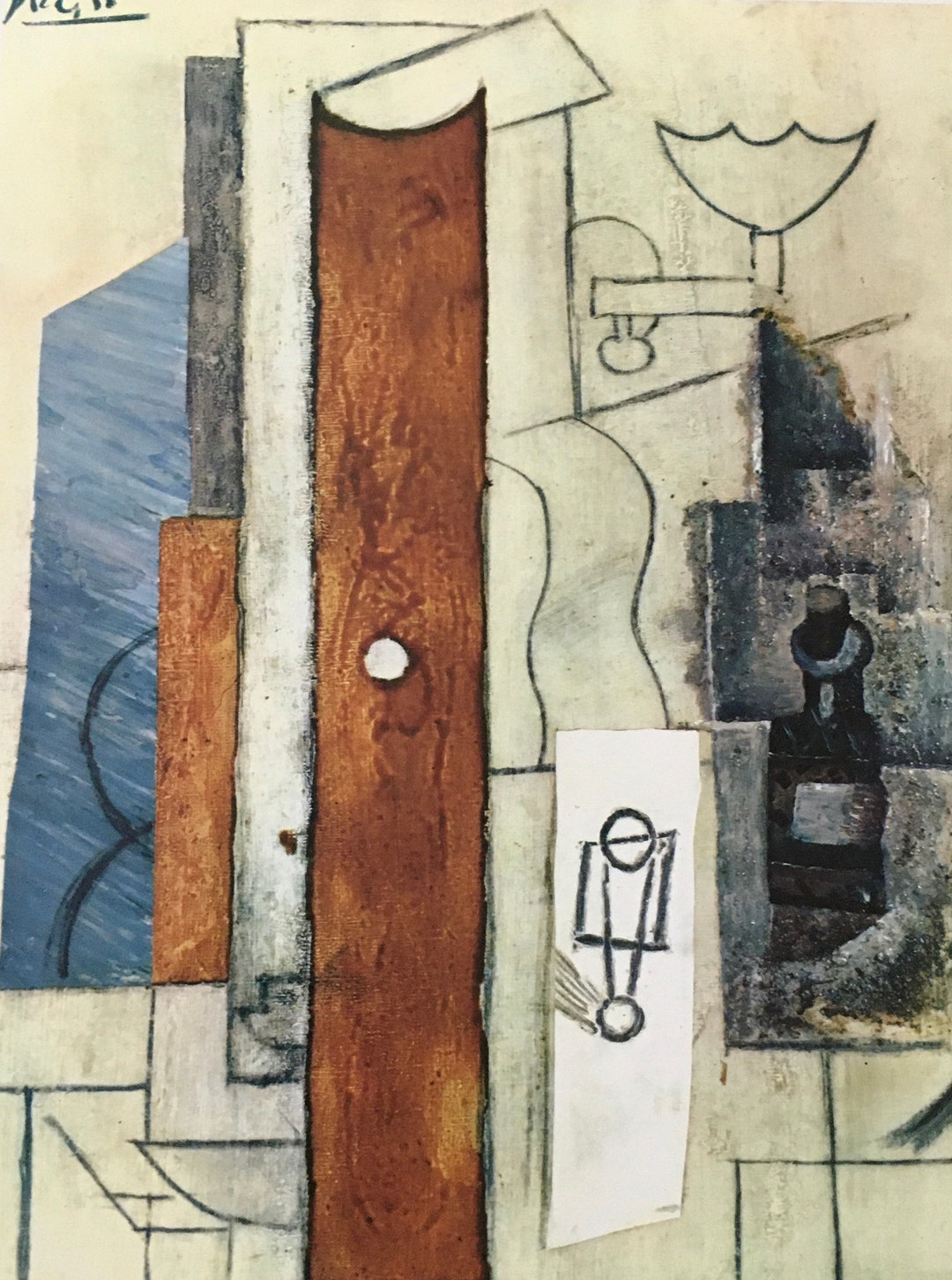 Stampa vintage originale 1995 di Pablo Picasso. Chitarra, getto di gas