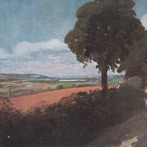 Original Vintage Print 1924 by John Constable. View Near Dedham.  British Landscape Painter, Landscapes, Wall Art Home Decor