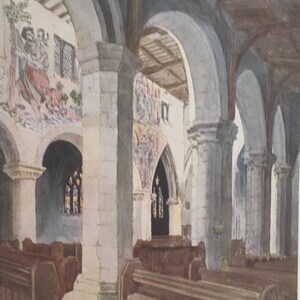 Original Vintage Small Print by Gordon Home. 1915.  In Pickering Church. Yorkshire Coast Topography. Wall Art, Home Decor