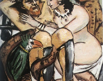 Original Vintage Print 1991 by Max Beckmann. Carnival. Odysseus And Calypso. German Art, Modern Art, Home Decor, Wall Art