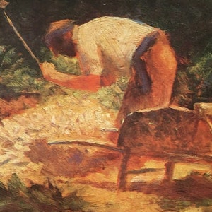 Oryginalny Vintage Print 1989 autorstwa Georges Seurat. The Stone Breaker (1884) Puentylizm, Chromoluminaryzm, Nowoczesna sztuka ścienna, Wystrój domu