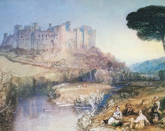 Impression vintage originale par JMW Turner 1979. Château de Ludlow, Shropshire (1825-1838) Art mural, romantisme, paysages et art marin