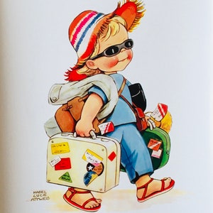 Originele vintage print van Mabel Lucie Attwell. Vakantietijd. circa 1970/80's Childs Kinderkamer Speelkamer Childrens Home Decor Baby Shower Gift