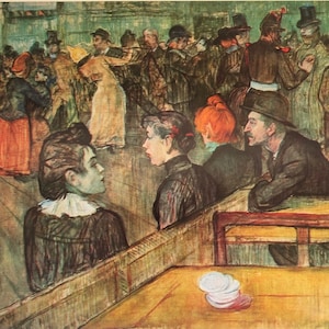 Original Vintage Druck 1966 von H. Toulouse-Lautrec. An der Moulin De La Galette (1889) französischer Impressionismus, moderne Wandkunst, Wohnkultur