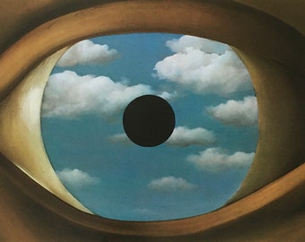 Original Vintage Print 1975 by Rene Magritte. The False Mirror (1928) Surrealism, Modern Wall Art, Home Decor, Different