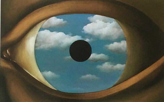 Original Vintage Print 1986 by Rene Magritte. The False Mirror (1928) Surrealism, Modern Wall Art, Home Decor, Different